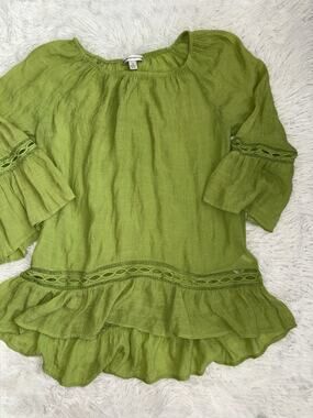 Fundamental Things M Green Boho Style Blouse. Pretty, Comf, Grt. Shape